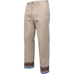 Embroidered Cuff Chino Pants Boho Casual Women 10 Tan Gap